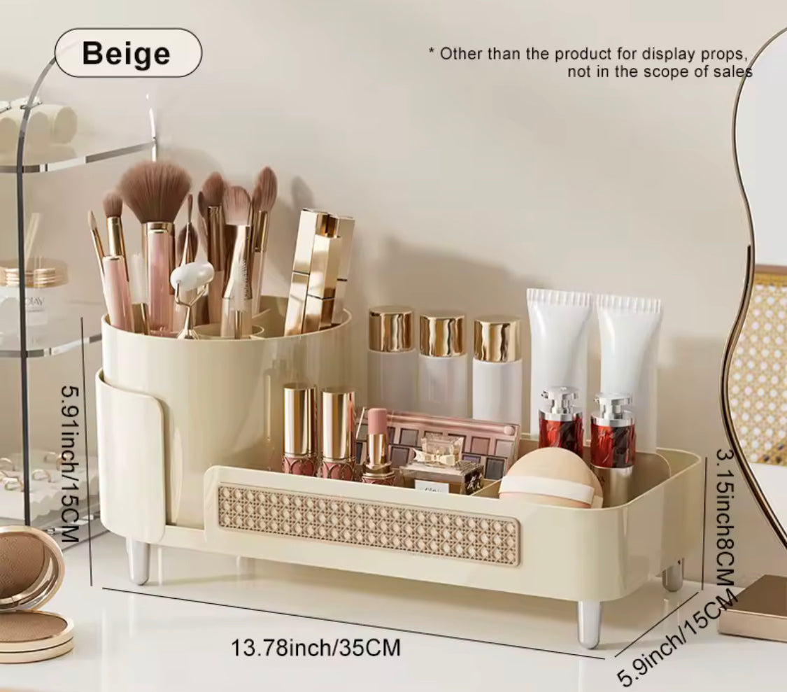 Desktop Cosmetic Storage Box With Rotatable Pen Holder, Cosmetic Display Case, Makeup Sundries Storage Organizer Desktop Cosmetic Storage Box With Rotatable Pen Holder, Cosmetic Display Case, Makeup Sundries Storage Organizer